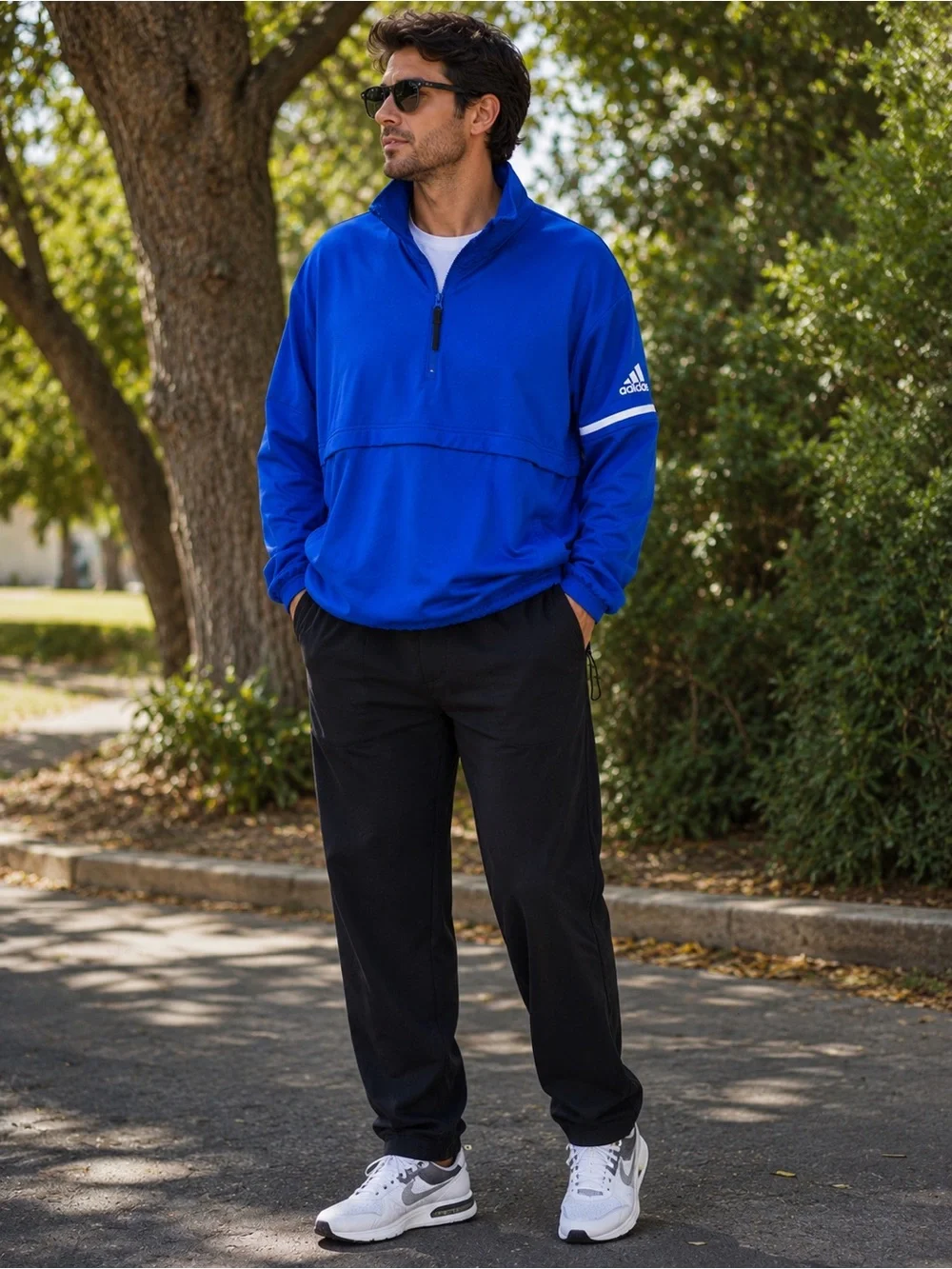 adidas Men's Bright Blue Half-Zip Performance Pullover